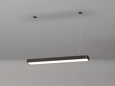 Modern Minimalist Long Rectangular Pendant Light With Black Frame And White Illumination Ceiling Mounted 3d model