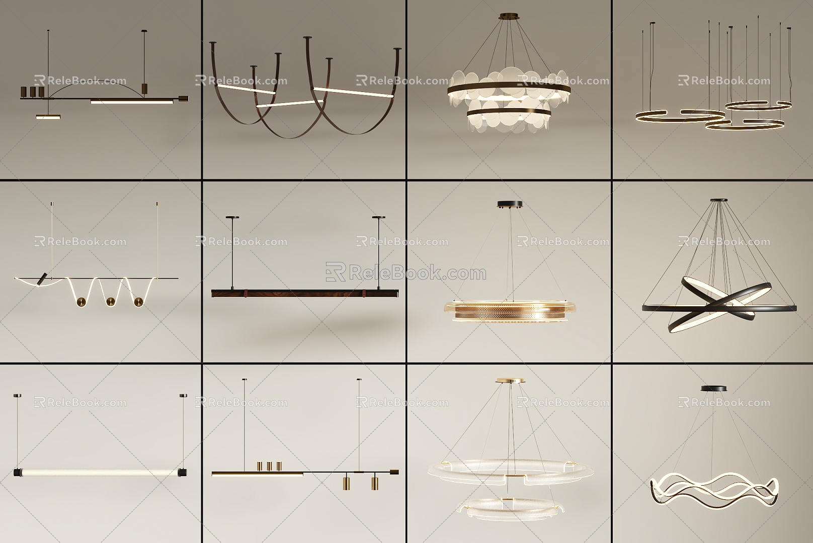 Modern chandelier combination 3d model