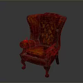 Red Velvet Tufted Armchair Sofa Set With Dark Wood Legs And Classic Design