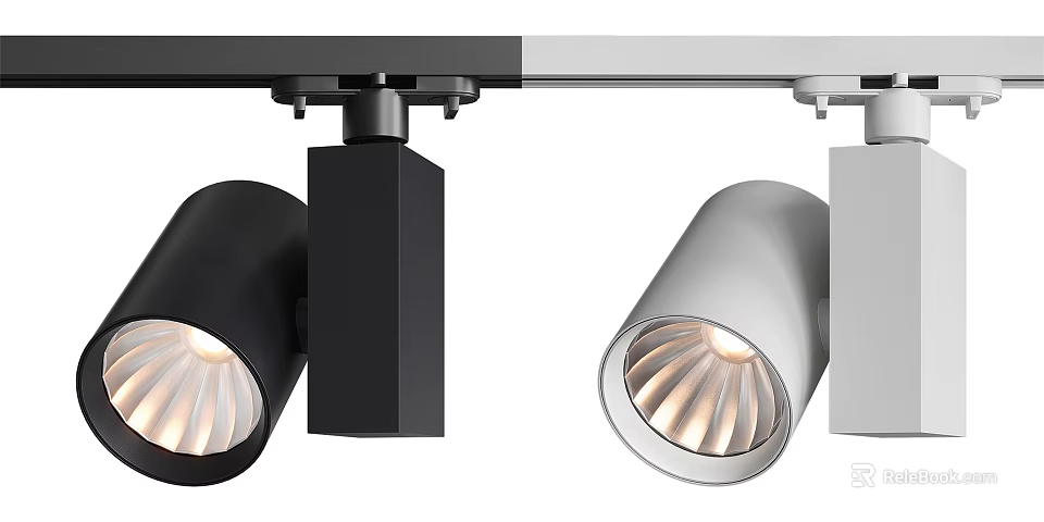 Modern LED Track Downlight Spotlight Ceiling Fixture With Black Silver Design 3d model 