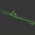 Shiny Green And Silver Submarine Model With Streamlined Hull And Conning Tower 3d model