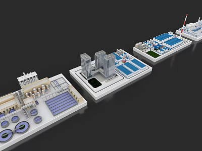 Architectural Model Display Featuring Urban Buildings And Structural Layouts 3d model