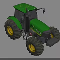 Green John Deere Tractor With Large Tires And Yellow Rims Cab Design Features