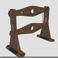 Wooden Bracket Stand Design With Metal Accents Circular Holes And Bolts