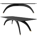 Modern Black Rectangular Dining Table With Curved Legs And Gold Foot Accents 3d model