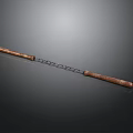 Traditional Nunchaku With Wooden Handles And Metal Chain On Dark Background
