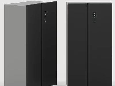 Modern Double Door Kitchen Refrigerators In Black And Gray Finish 3d model