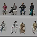 Diverse Group of People Sitting in Various Poses on Chairs in Indoor Setting