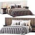 Upholstered Double Bed In Modern Design With Soft Quilted Bedding And Matching Nightstands