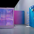 Modern Photo Spot With Neon Lights And Colorful Cube Installations