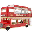 Vintage Double Decker Bus Functional Restaurant Vehicle With Open Top Design 3d model