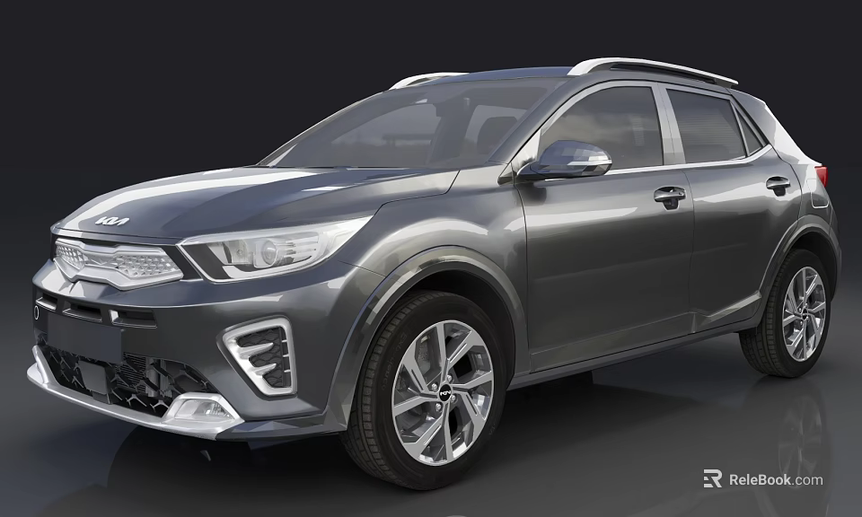 Gray Kia SUV Exterior Design With Front Grille And Alloy Wheels 3d model 