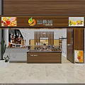 Modern Bubble Tea Shop Interior Design Featuring Display Counter Fresh Drinks And Menu Screens 3d model