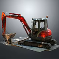 Red Excavator With Tracks Cab And Bucket On Gray Background 3d model