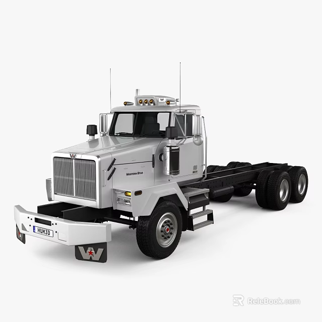 Heavy Duty Silver Utility Truck Featuring Modern Cab Multi Wheel Chassis Design 3d model 