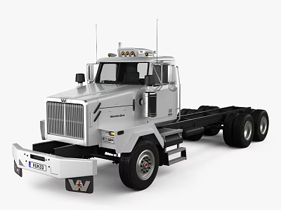 Heavy Duty Silver Utility Truck Featuring Modern Cab Multi Wheel Chassis Design 3d model