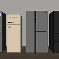 Various Modern Refrigerators Featuring Different Styles Colors And Door Designs In Kitchen 3d model