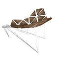 Modern Wooden Lounge Chair With Sleek Metal Frame And Reclining Structure