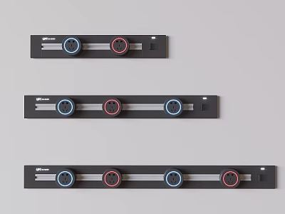 Black Switch Panel Design With Blue And Red Knobs In Multiple Configurations 3d model