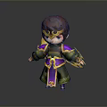 Cartoon Man Wearing Green And Purple Outfit With Gold Decorations Brown Hair And Gold Headpiece