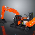 HITACHI Orange Tracked Excavator With Front Bucket Spacious Cab And Metal Tracks