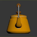 Orange Kettle With Wooden Handle And Metal Frame For Modern Kitchen Use