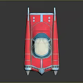 Red Retro Futuristic Car With Streamlined Body White Roof And Silver Accents