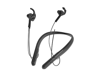 Black Neckband Headphones With Modern Stylish Design And Ergonomic Earbuds 3d model