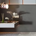 Modern Luxury Bathroom Feature Wall With Grey Panel Copper Lines And Female Silhouette