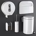 Modern Bathtub in Contemporary Bathroom with Toilet Paper Holder Tissue Box Brush and Trash Can