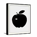 Stylish Black Apple Artwork With Leaf On White Background Framed Wall Decor 3d model
