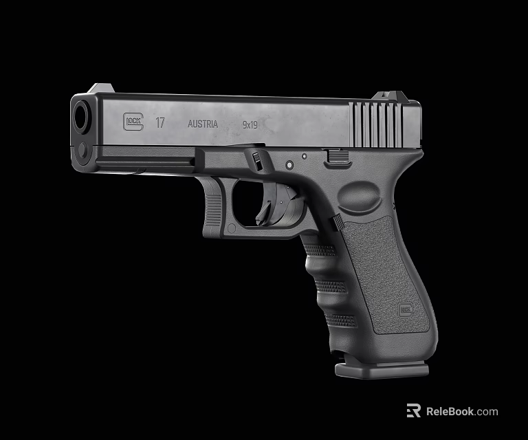 Modern Black G17 Pistol From Austria With 9x19 Caliber And Tactical Design 3d model 