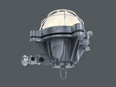 Industrial Style Metal Wall Lamp With Mesh Shade And Gray Finish 3d model
