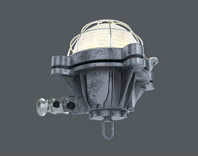 Industrial Style Metal Wall Lamp With Mesh Shade And Gray Finish 3d model