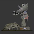 Architectural Models of Satellite Dishes and Dome Structures with Detailed Support Bases and Varied Designs