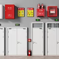 Wall Mounted Fire Safety Equipment With Emergency Exit Signs And Fire Extinguishers