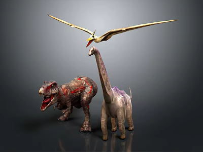 Realistic 3D Render Of T Rex Sauropod And Pterosaur Dinosaurs With Detailed Features 3d model