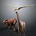 Realistic 3D Render Of T Rex Sauropod And Pterosaur Dinosaurs With Detailed Features