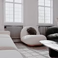 Modern Elegant Living Room Sofa and Coffee Table Set with Accent Chairs and Pendant Light