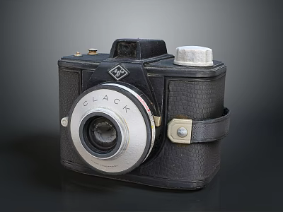 Vintage Black Leather Electronic Camera CLACK With Classic Retro Design 3d model