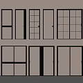 Modern Sliding Doors Design With Various Glass Panel Styles And Metal Frames 3d model