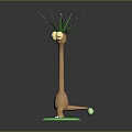Character Creature With Green Leaves Yellow Eyes Long Brown Neck Brown Body On Green Grass