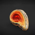 Decorative Ornament Set Featuring Agate Slice With Red Orange Yellow Banded Patterns For Home Decor