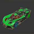 Modern Green and Black Supercar With Sleek Aerodynamic Design And Green Wheels