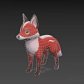 Cute Red And White Cartoon Fox 3D Model Character With Adorable Features