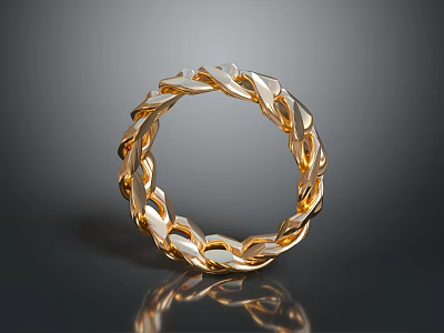 Stylish Gold Braided Ring Fashion Accessory With Shiny Metallic Finish Design 3d model