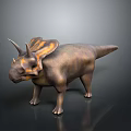 Realistic 3D Triceratops Dinosaur Model With Brown Orange Skin And Large Frill Horns 3d model