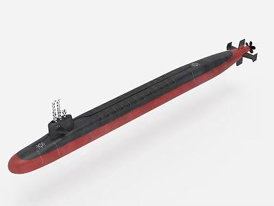 Nuclear Powered Military Submarine Underwater Naval Warfare Weapon System Design Features 3d model