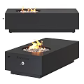 Modern Black Fireplace Design with Flames Stone and Sleek Interior Features