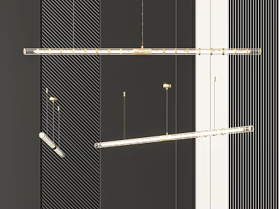 Modern Linear Hanging Chandelier With LED Lights And Metal Frame For Interior Design 3d model